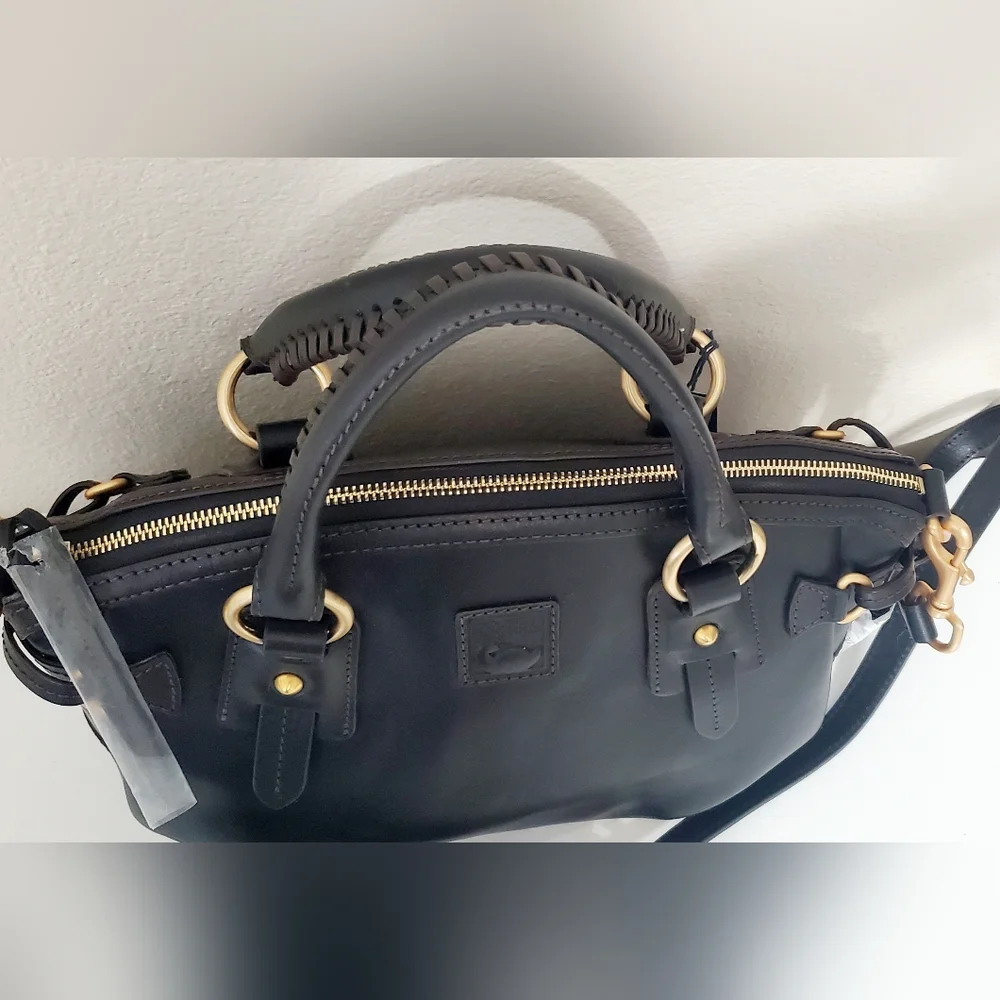 New Dooney Bourke Florentine Leather Medium Mail Satchel Black - Picture 4 of 10